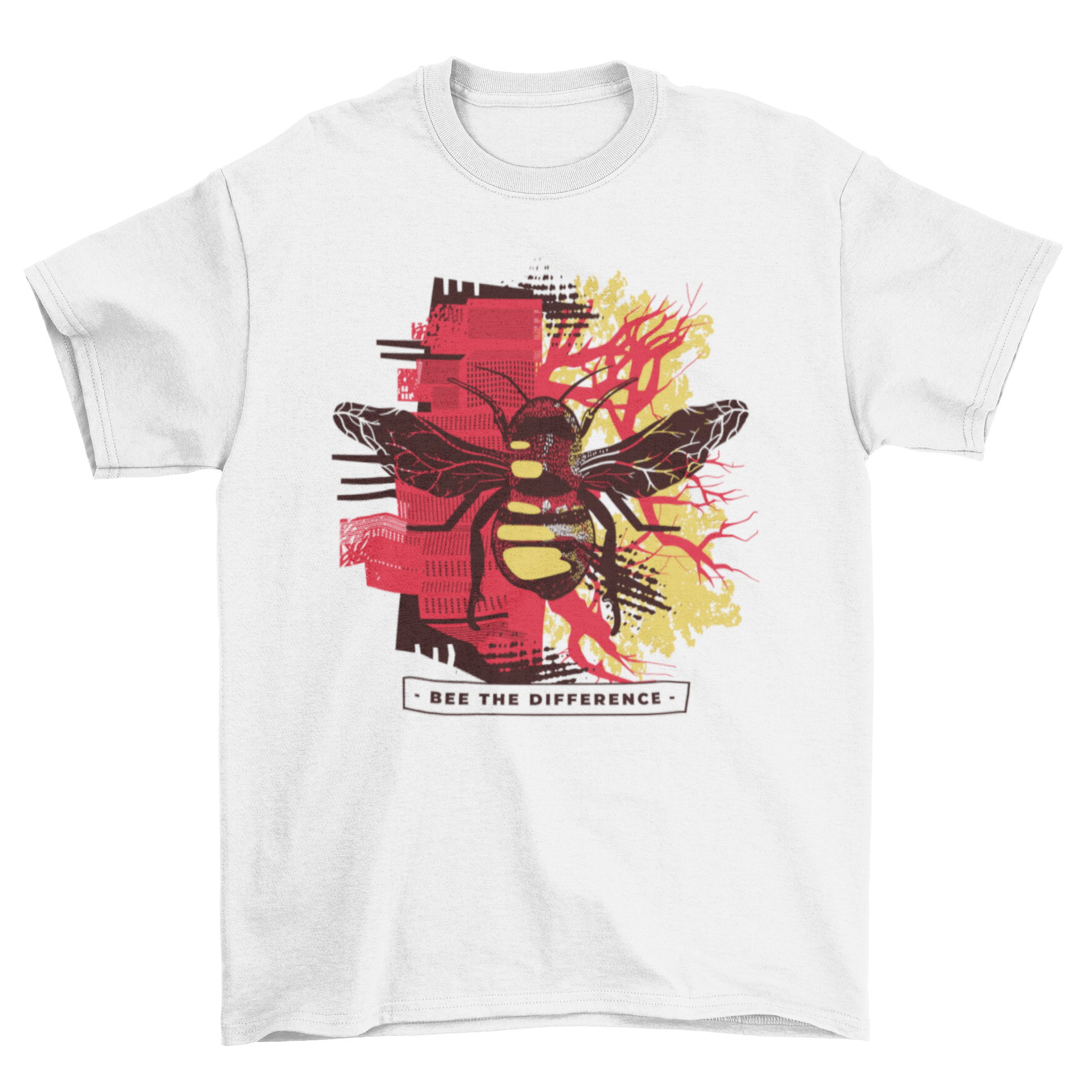 Bee the Difference t-shirt featuring a vibrant bee design and inspiring quote.