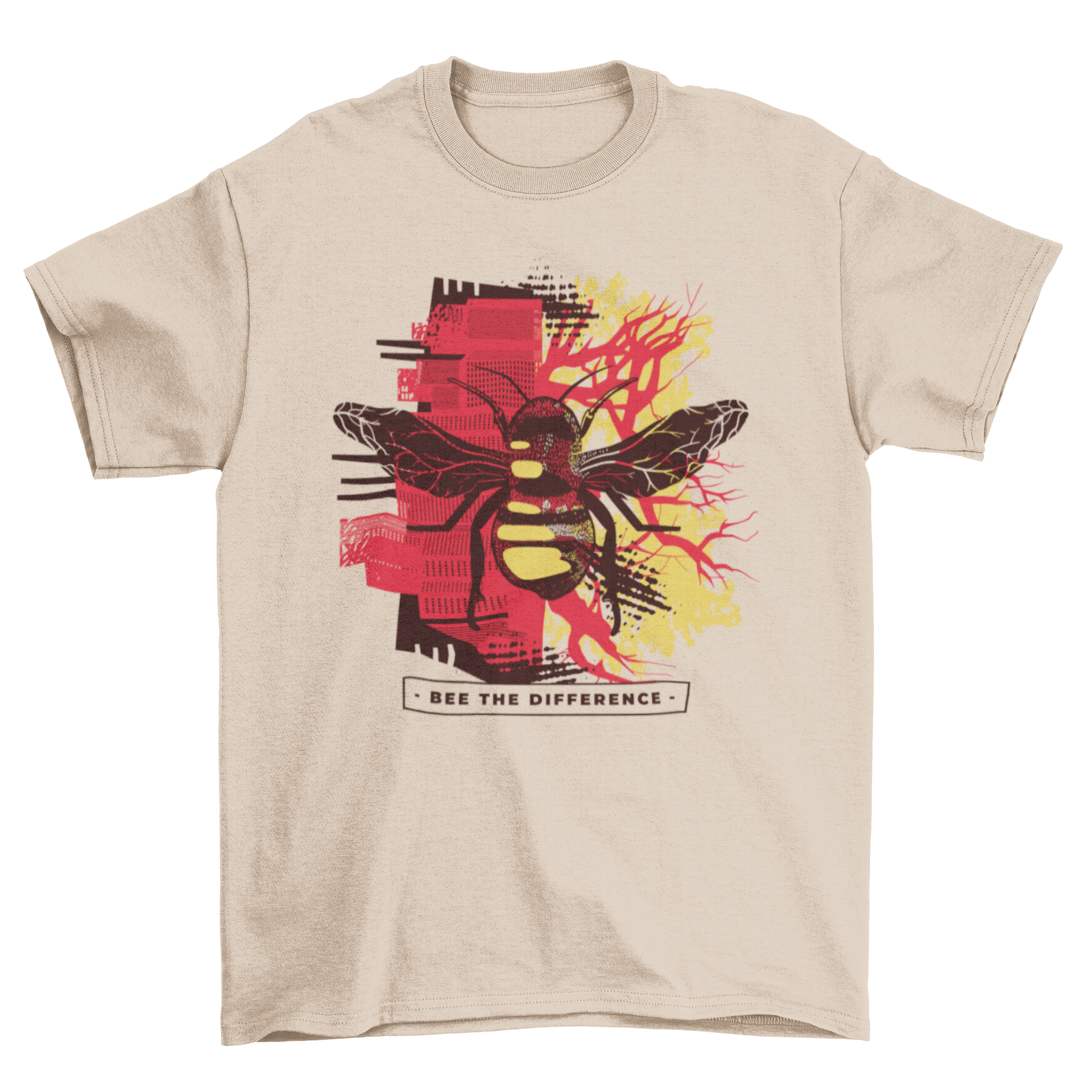 Bee the Difference t-shirt featuring a vibrant bee design and inspiring quote.