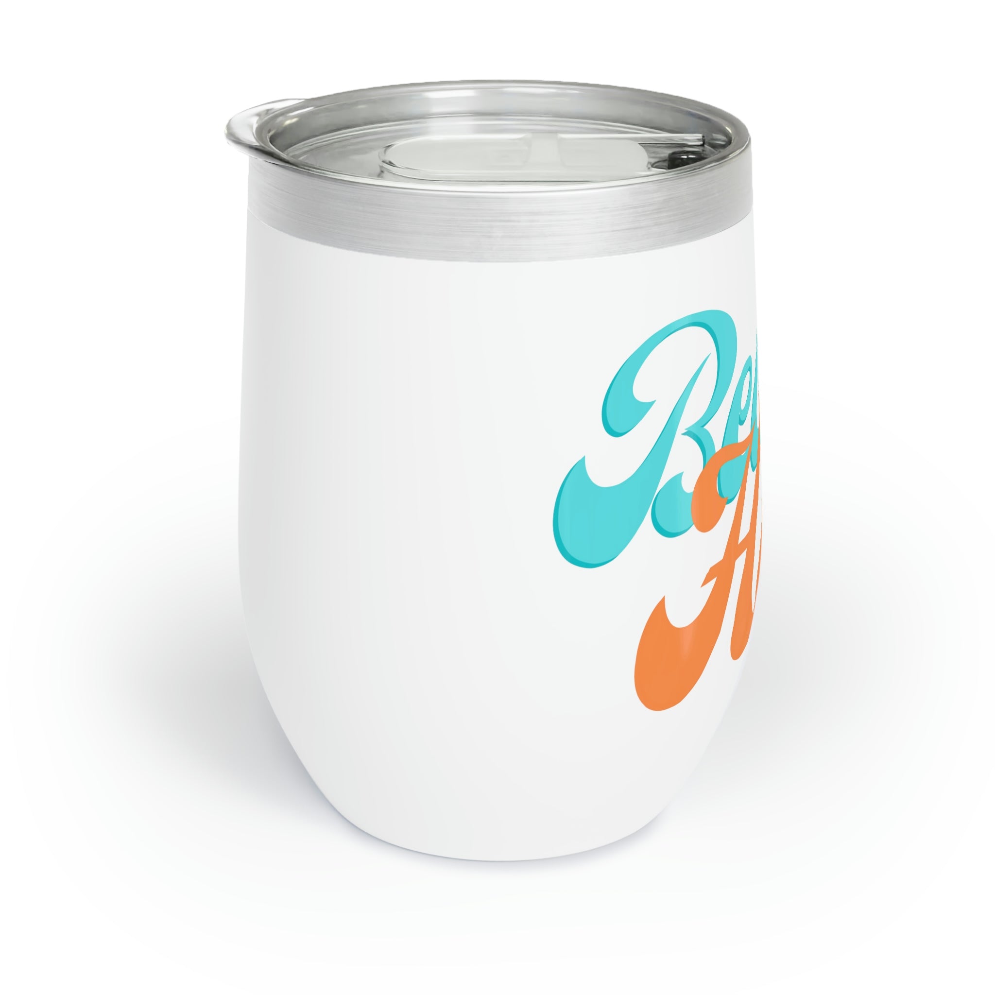 A stylish Beach House Chill Wine Tumbler made of stainless steel, featuring a double-insulated design for temperature retention, perfect for outdoor use.