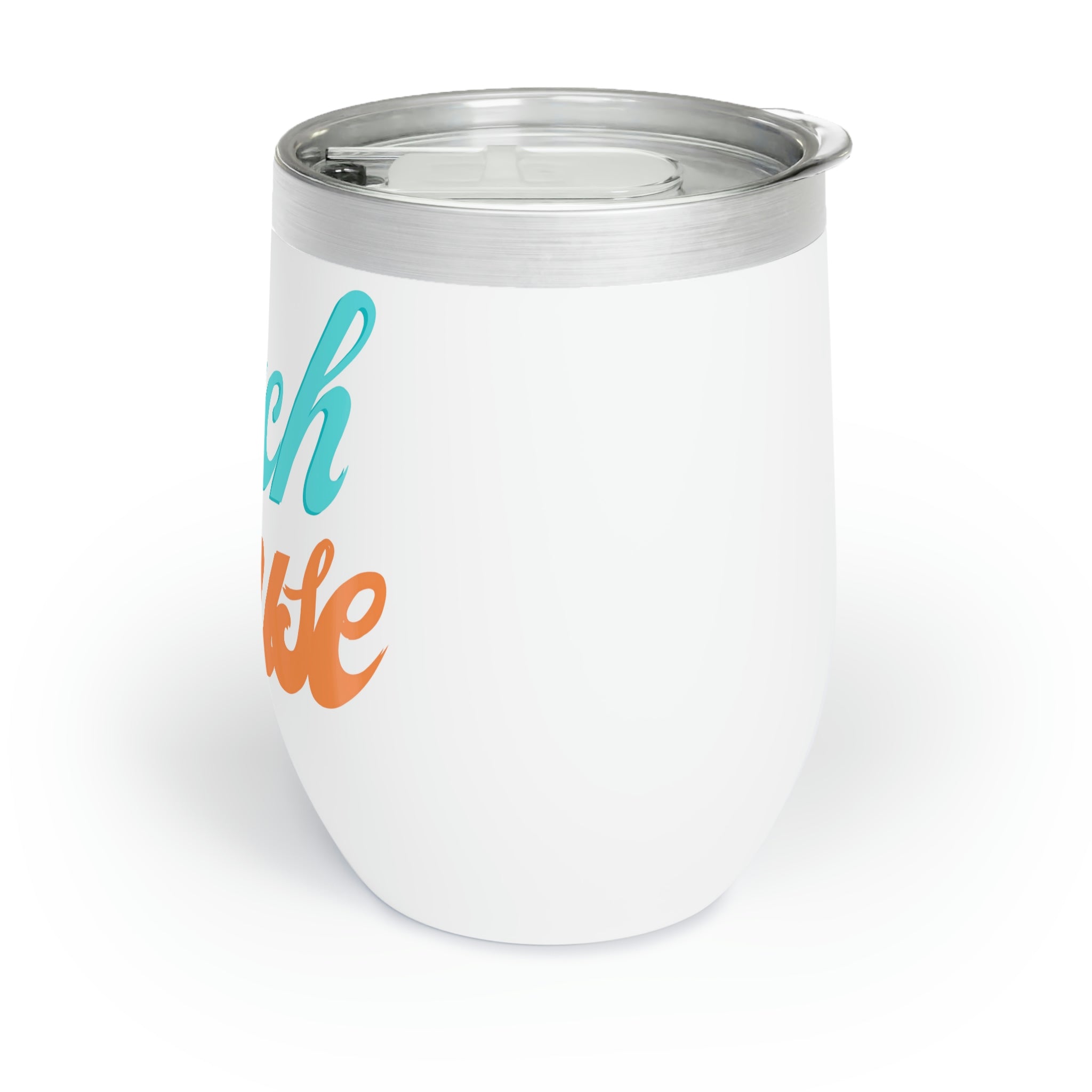 A stylish Beach House Chill Wine Tumbler made of stainless steel, featuring a double-insulated design for temperature retention, perfect for outdoor use.