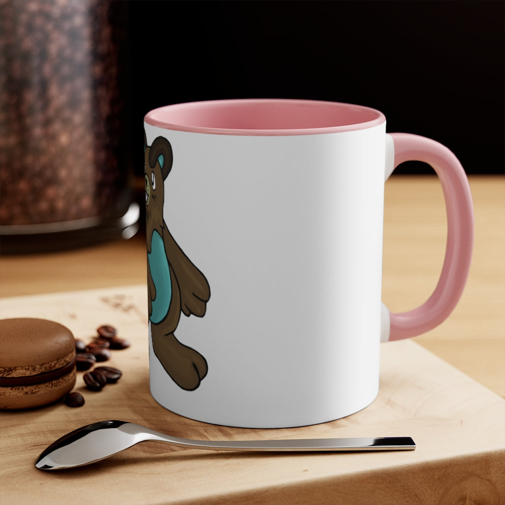 Beachu 11oz Accent Mug featuring a white ceramic body with a colored interior and handle, showcasing vibrant color options.