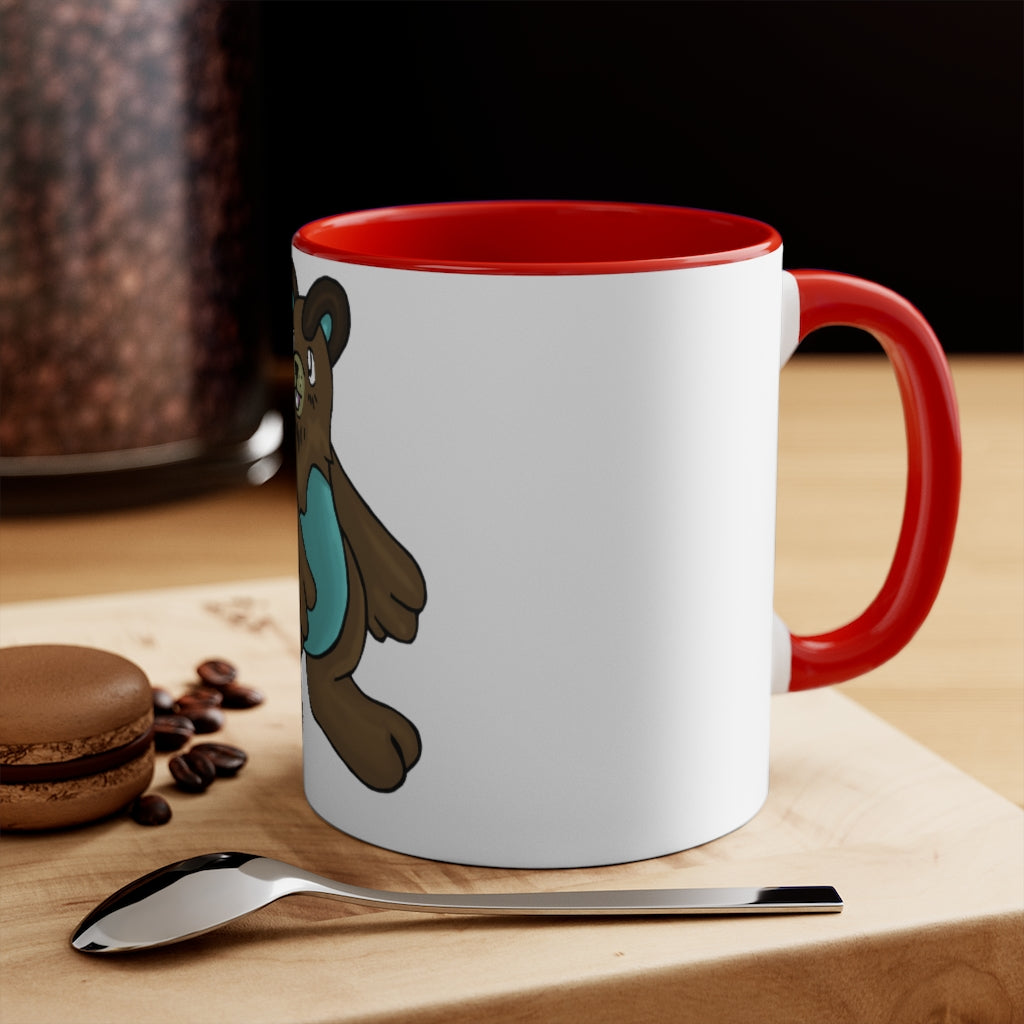 Beachu 11oz Accent Mug featuring a white ceramic body with a colored interior and handle, showcasing vibrant color options.