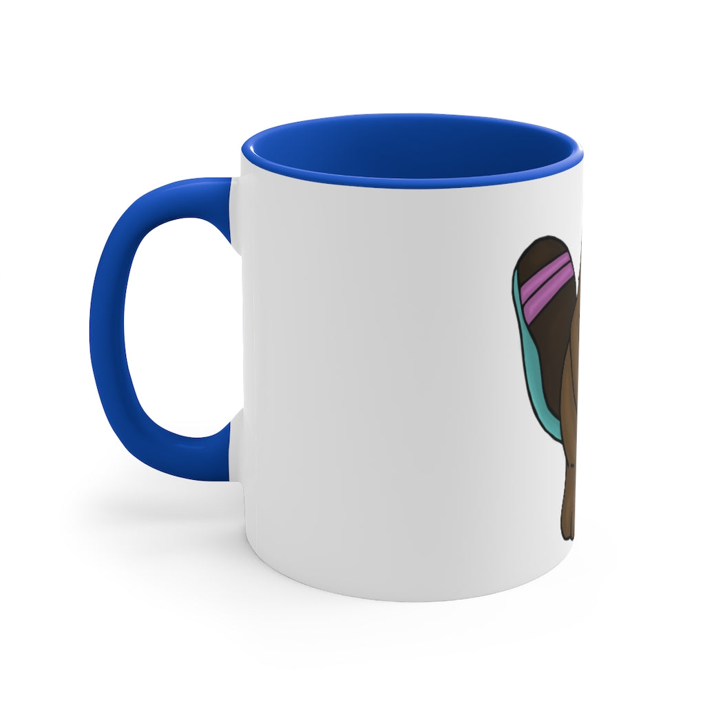 Beachu 11oz Accent Mug featuring a white ceramic body with a colored interior and handle, showcasing vibrant color options.