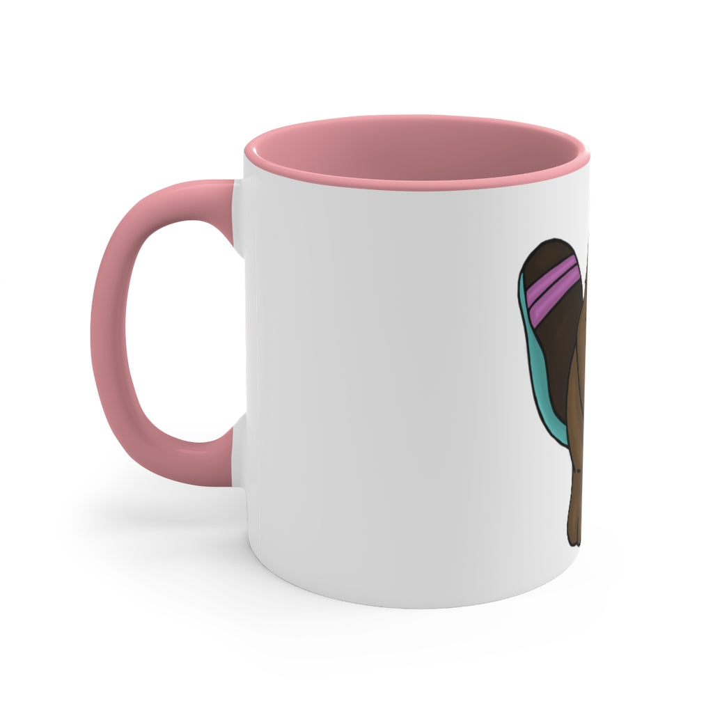 Beachu 11oz Accent Mug featuring a white ceramic body with a colored interior and handle, showcasing vibrant color options.