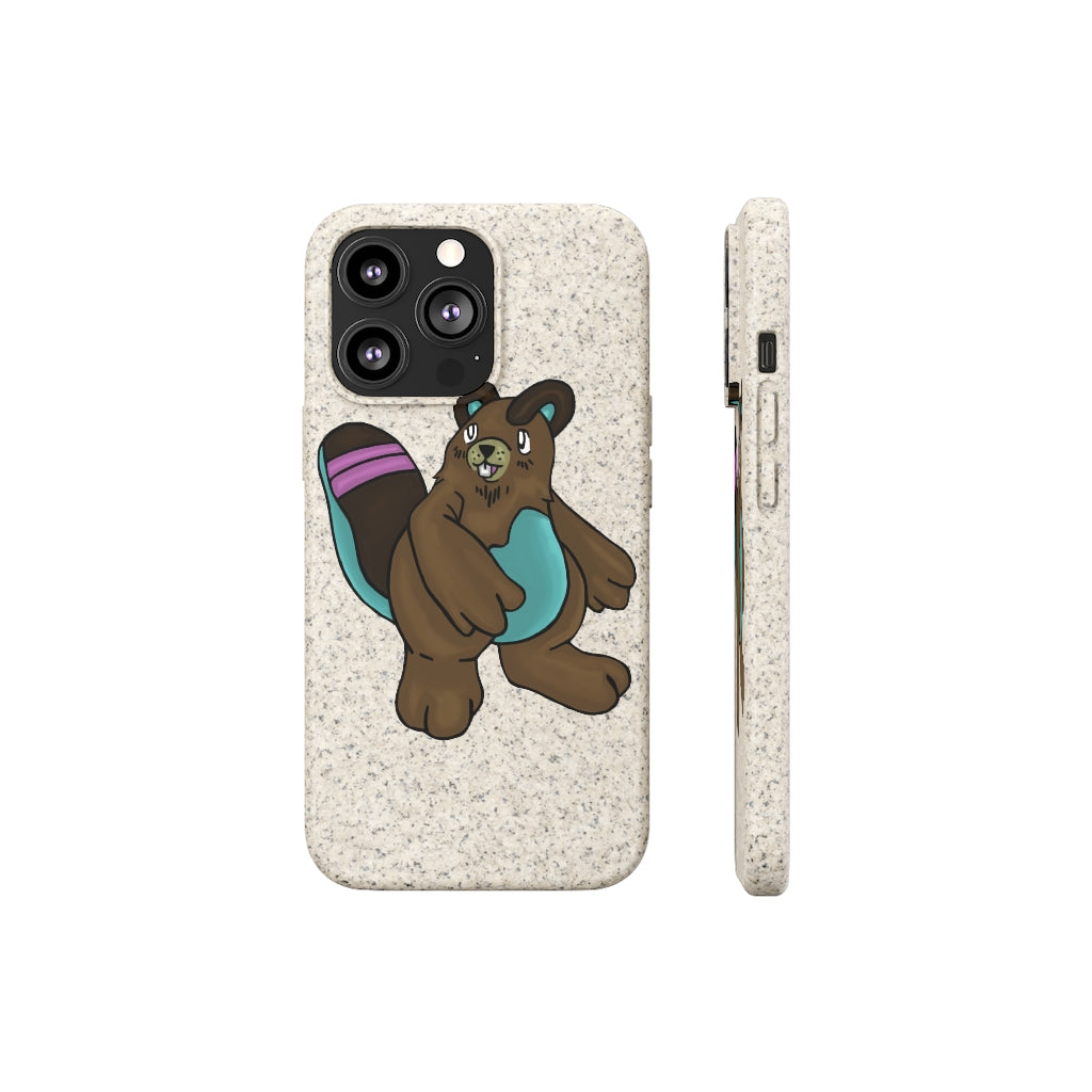 Beachu Biodegradable Phone Case made from PLA plant polymer and bamboo binder, showcasing its slim design and eco-friendly features.