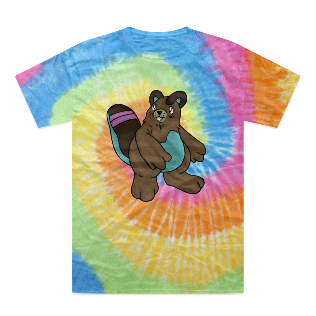 A vibrant Beachu Tie-Dye T-Shirt showcasing unique hand-dyed patterns in various colors, made from heavyweight cotton.