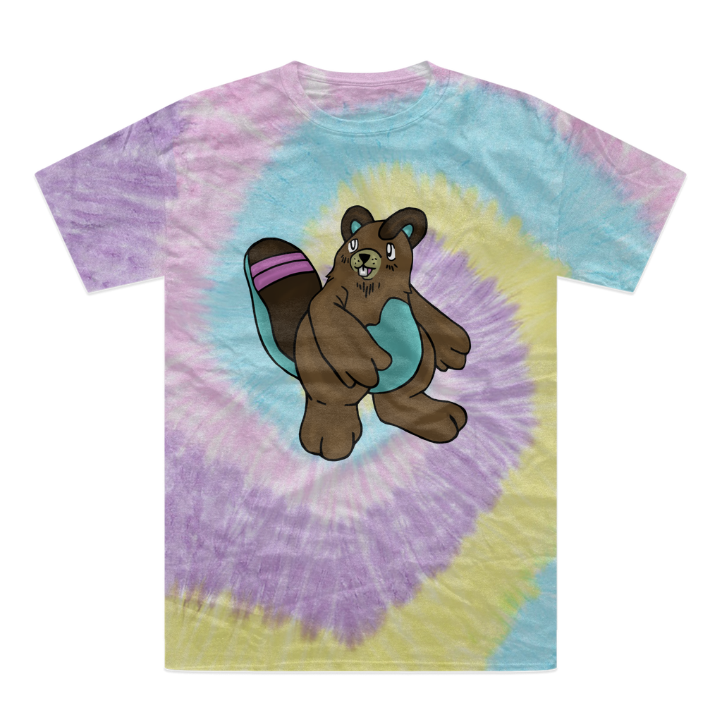 A vibrant Beachu Tie-Dye T-Shirt showcasing unique hand-dyed patterns in various colors, made from heavyweight cotton.