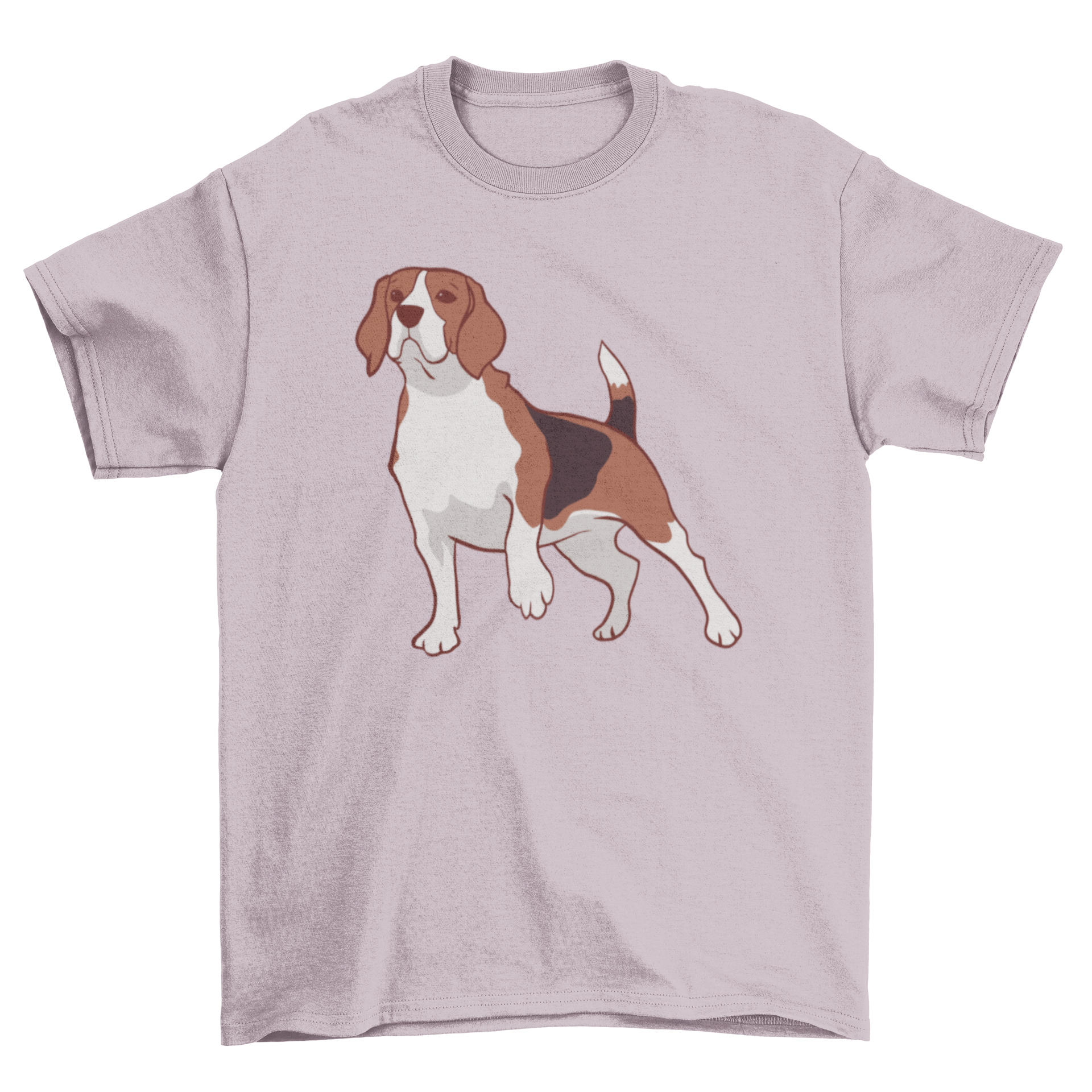 A stylish t-shirt featuring a beagle dog illustration standing up, perfect for dog lovers.