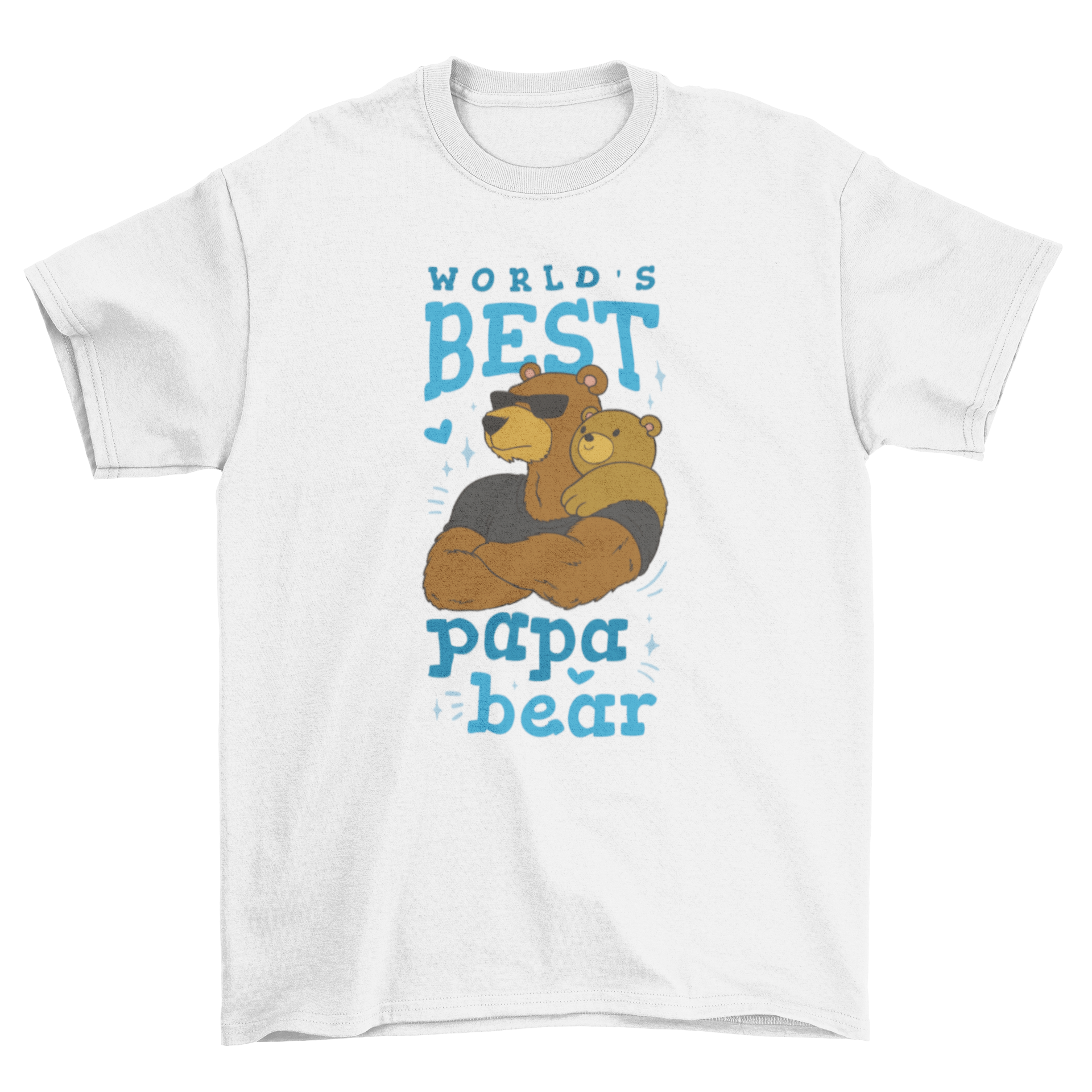 Bear dad t-shirt featuring a bear with his son and the quote 'World's best papa bear' in a stylish design.