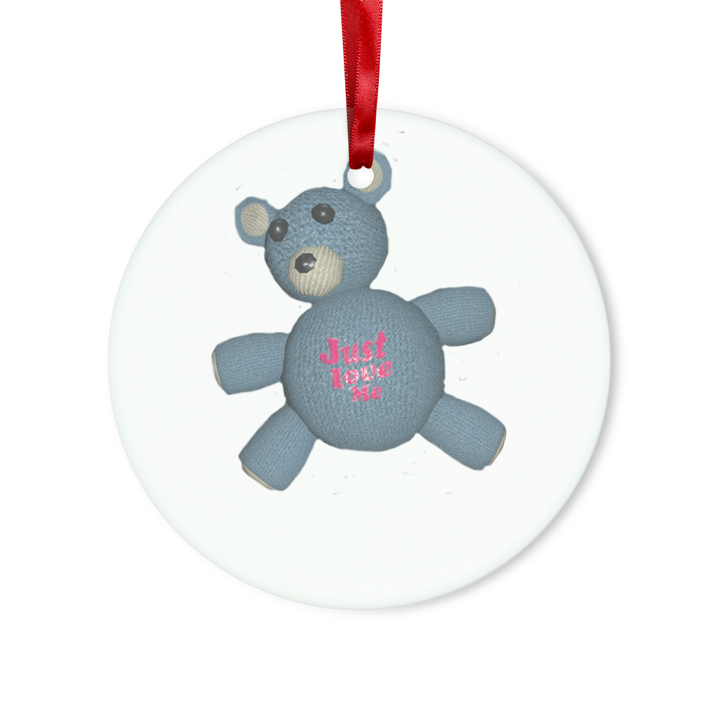 Bear_Object Glass Hanging Ornament in round and heart shapes, featuring a red ribbon and gold string, beautifully packaged in a white box.