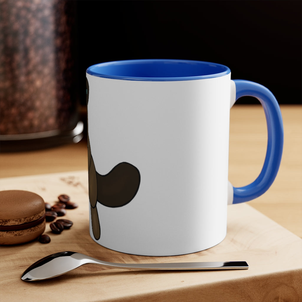 Beatrice 11oz Accent Mug featuring a white ceramic body with a colored interior and handle, showcasing vibrant color schemes.