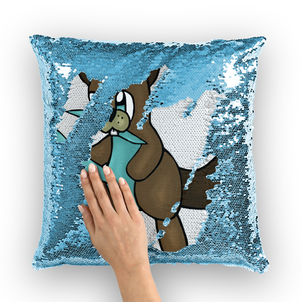 Beatrice Sequin Cushion Cover featuring a colorful mermaid sequin design, perfect for home decor enhancement.