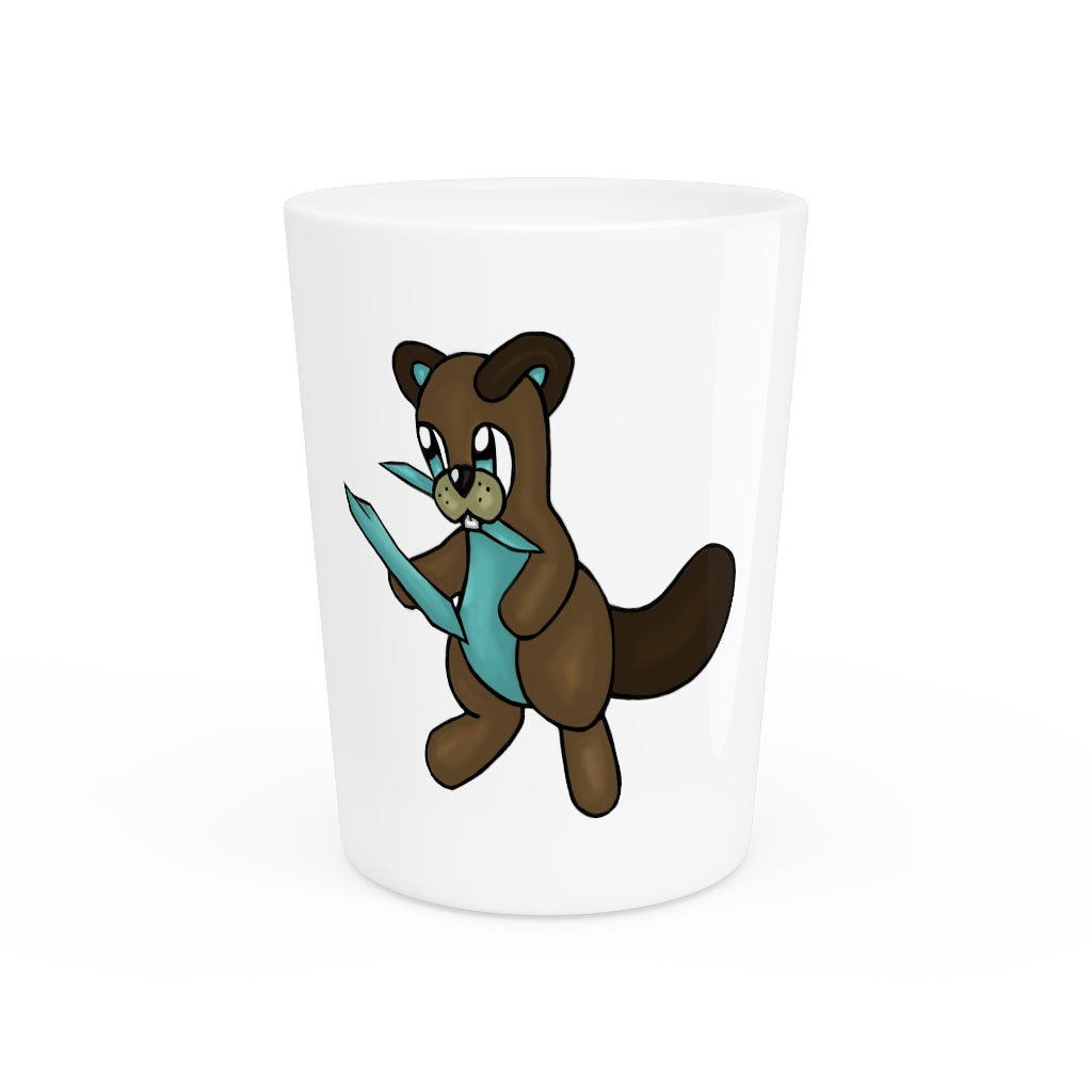 Personalized Beatrice Shot Glass with white ceramic and customizable design, available in white or black interior.