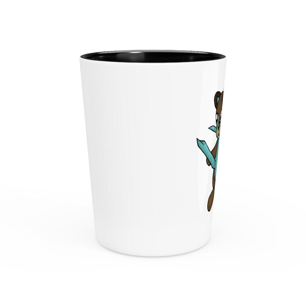 Personalized Beatrice Shot Glass with white ceramic and customizable design, available in white or black interior.