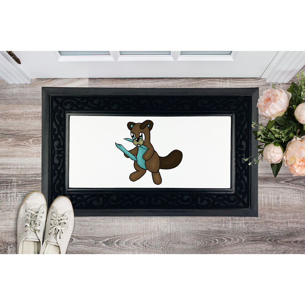 Beatrice Sublimation Heavy Duty Door Mat with a stylish fabric brush border and a removable printable center, designed for durability and safety.