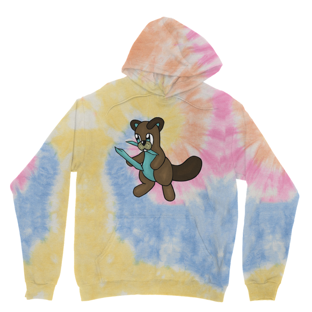 Beatrice Tie Dye Hoodie featuring a unique tie dye pattern, brushed back fleece, and a kangaroo pouch pocket.