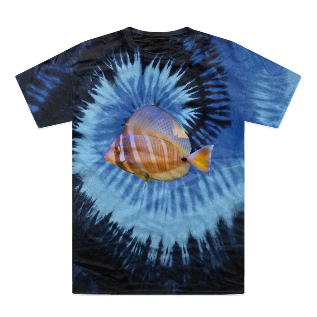 Beautiful Colored Fish Tie-Dye T-Shirt featuring vibrant colors and unique patterns, made from 100% heavyweight cotton.