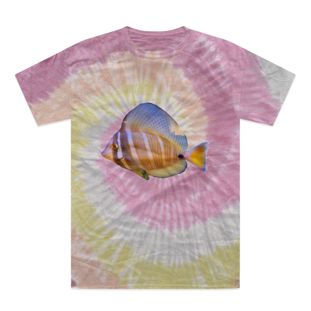 Beautiful Colored Fish Tie-Dye T-Shirt featuring vibrant colors and unique patterns, made from 100% heavyweight cotton.