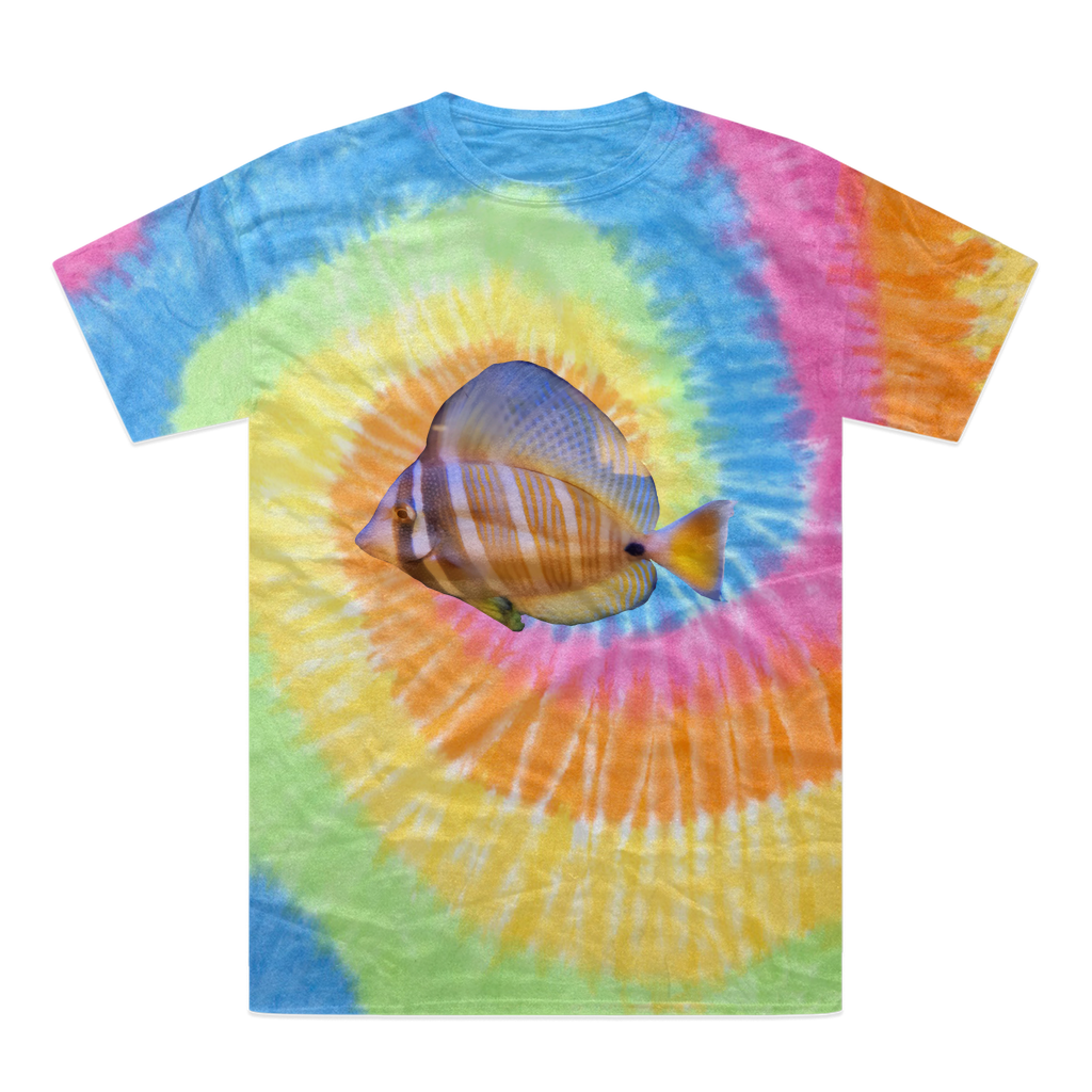 Beautiful Colored Fish Tie-Dye T-Shirt featuring vibrant colors and unique patterns, made from 100% heavyweight cotton.