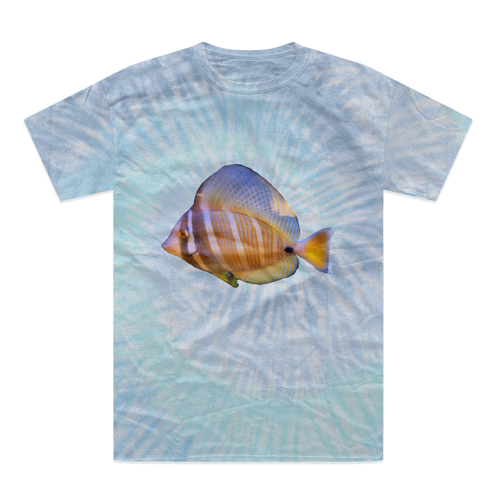 Beautiful Colored Fish Tie-Dye T-Shirt featuring vibrant colors and unique patterns, made from 100% heavyweight cotton.