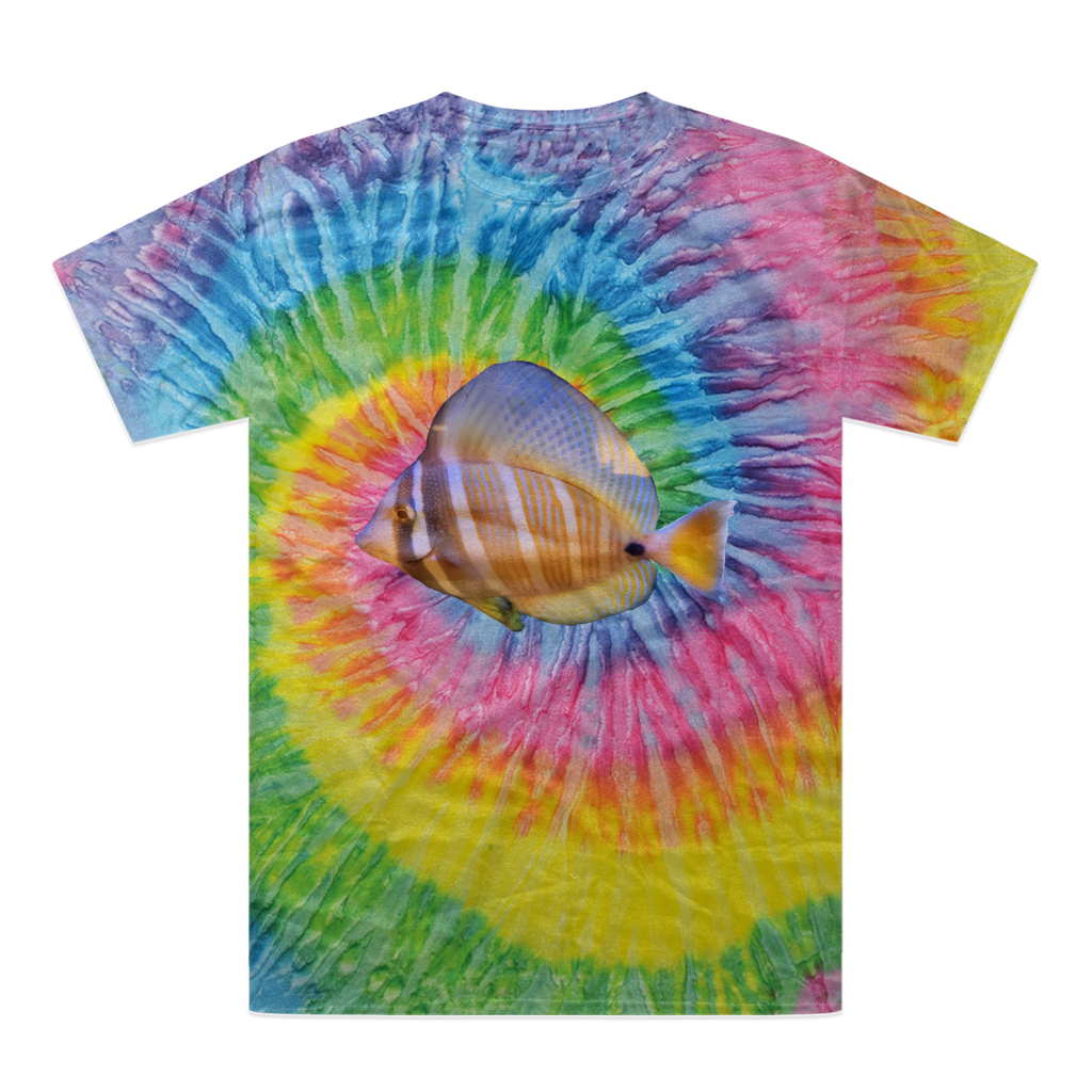 Beautiful Colored Fish Tie-Dye T-Shirt featuring vibrant colors and unique patterns, made from 100% heavyweight cotton.