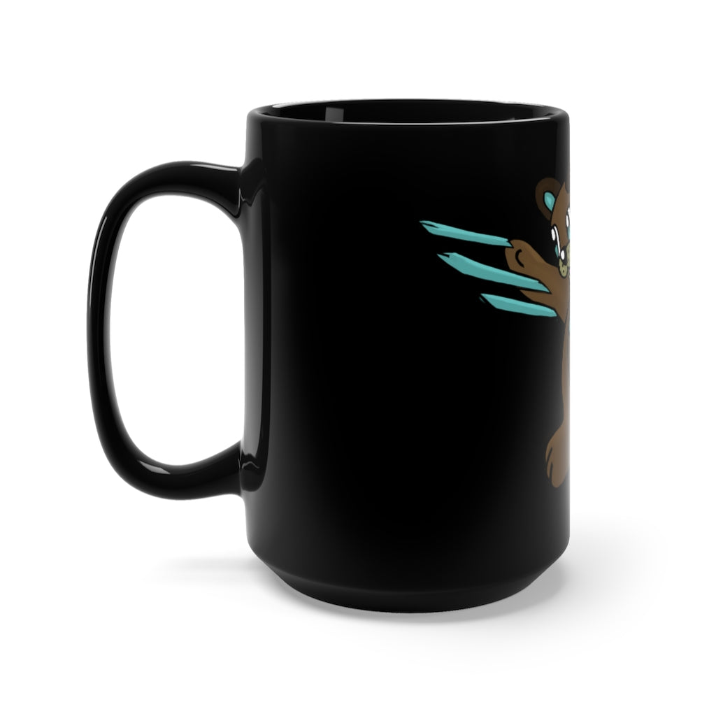 Beaveice Black Mug 15oz with a sleek black ceramic finish, featuring a rounded design and comfortable C-handle, perfect for hot beverages.