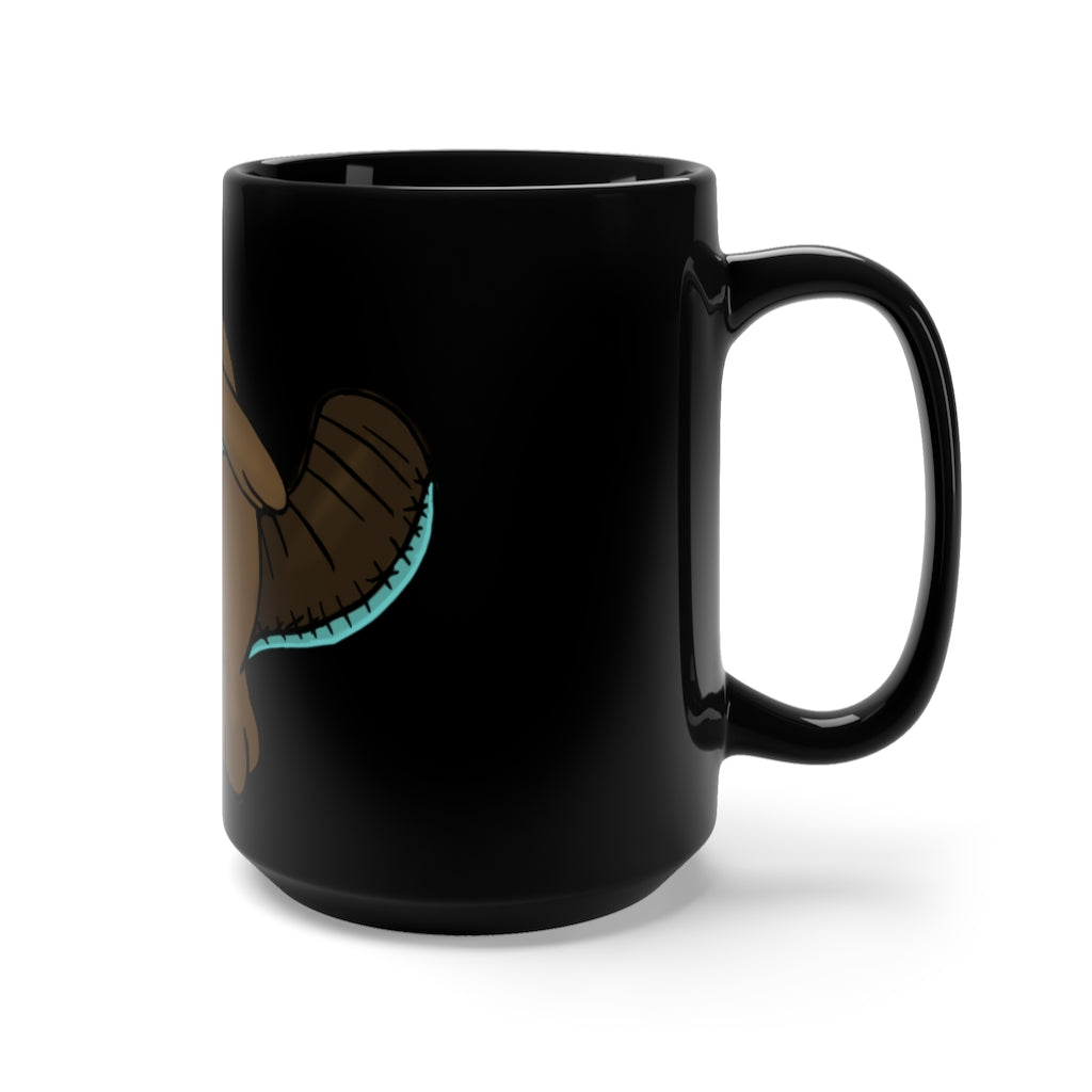 Beaveice Black Mug 15oz with a sleek black ceramic finish, featuring a rounded design and comfortable C-handle, perfect for hot beverages.