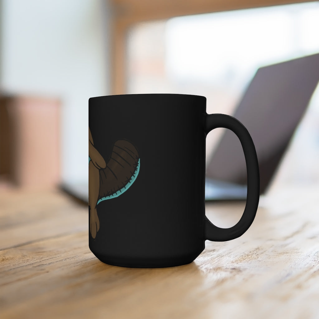 Beaveice Black Mug 15oz with a sleek black ceramic finish, featuring a rounded design and comfortable C-handle, perfect for hot beverages.