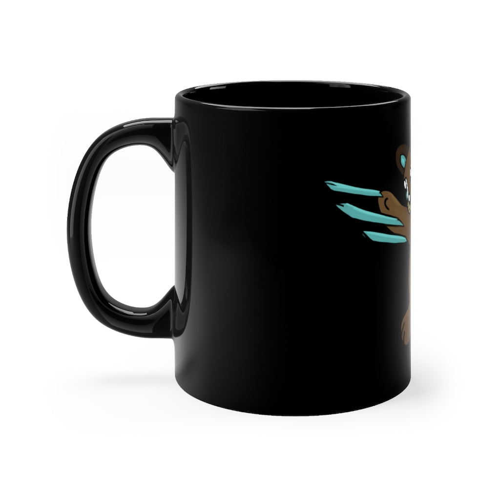 Beaveice Black Mug 11oz with rounded corners and C-handle, showcasing a sleek black ceramic finish.