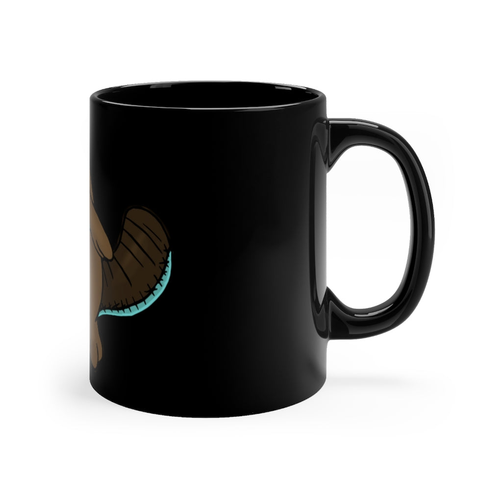 Beaveice Black Mug 11oz with rounded corners and C-handle, showcasing a sleek black ceramic finish.