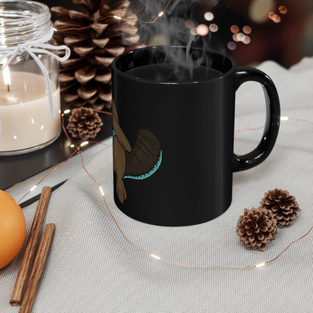 Beaveice Black Mug 11oz with rounded corners and C-handle, showcasing a sleek black ceramic finish.