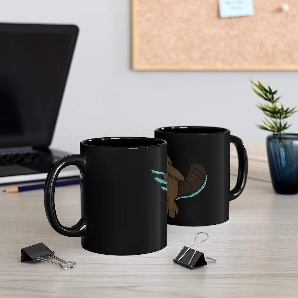 Beaveice Black Mug 11oz with rounded corners and C-handle, showcasing a sleek black ceramic finish.