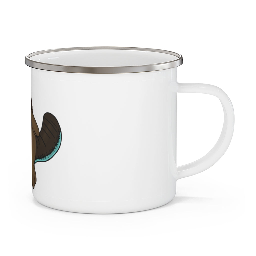 Beaveice Enamel Camping Mug with a C-handle, showcasing a vibrant design and durable enamel finish, perfect for outdoor adventures.