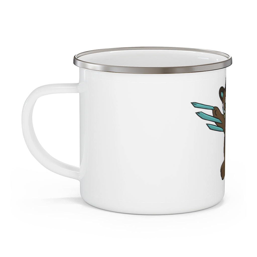 Beaveice Enamel Camping Mug with a C-handle, showcasing a vibrant design and durable enamel finish, perfect for outdoor adventures.