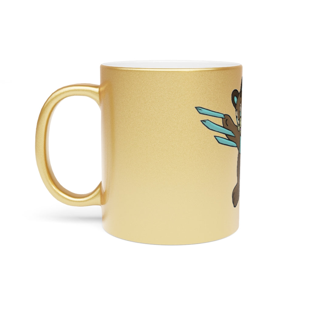 Beaveice Metallic Mug in Silver and Gold, showcasing a sleek ceramic design with a C-handle, perfect for personalized coffee experiences.