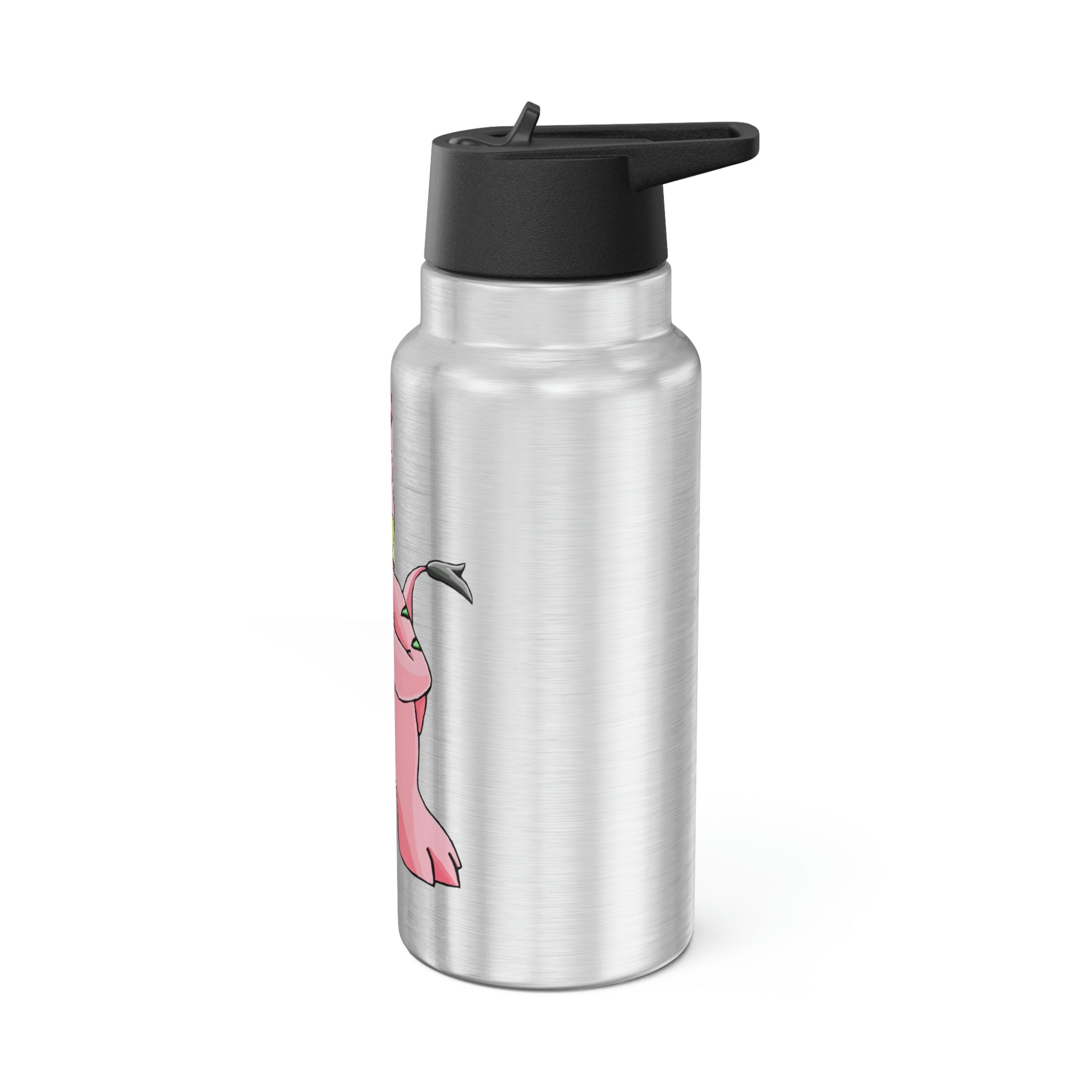 Bebow Gator Tumbler in stainless steel with a black plastic cap and straw, showcasing a customizable design.