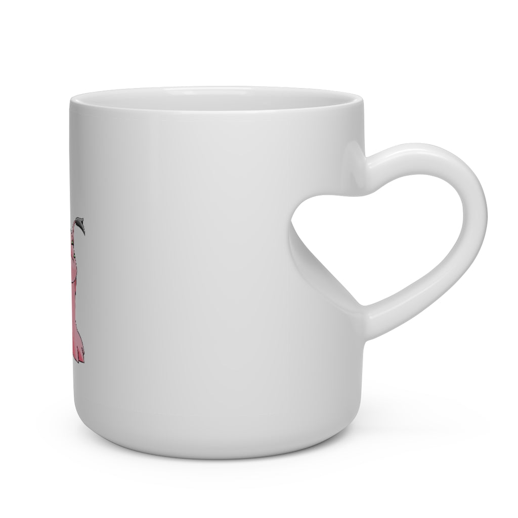 Bebow Heart Shape Mug in white ceramic with a heart-shaped handle, perfect for hot beverages.