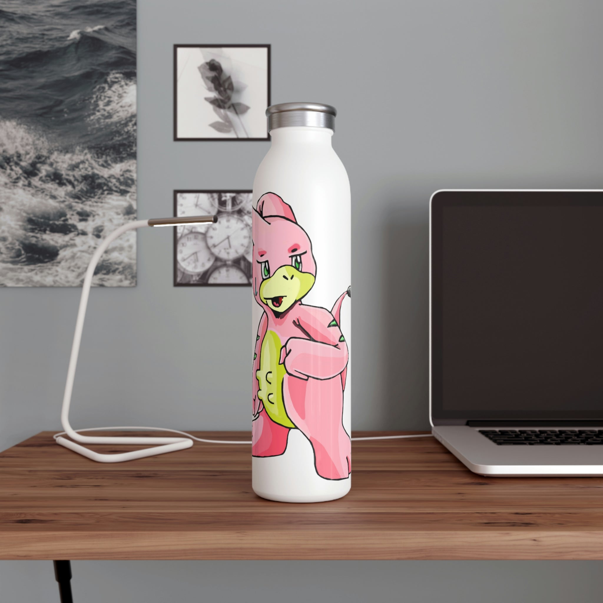 Bebow Slim Water Bottle with customizable design and stylish matte finish, showcasing its double-wall stainless steel construction.