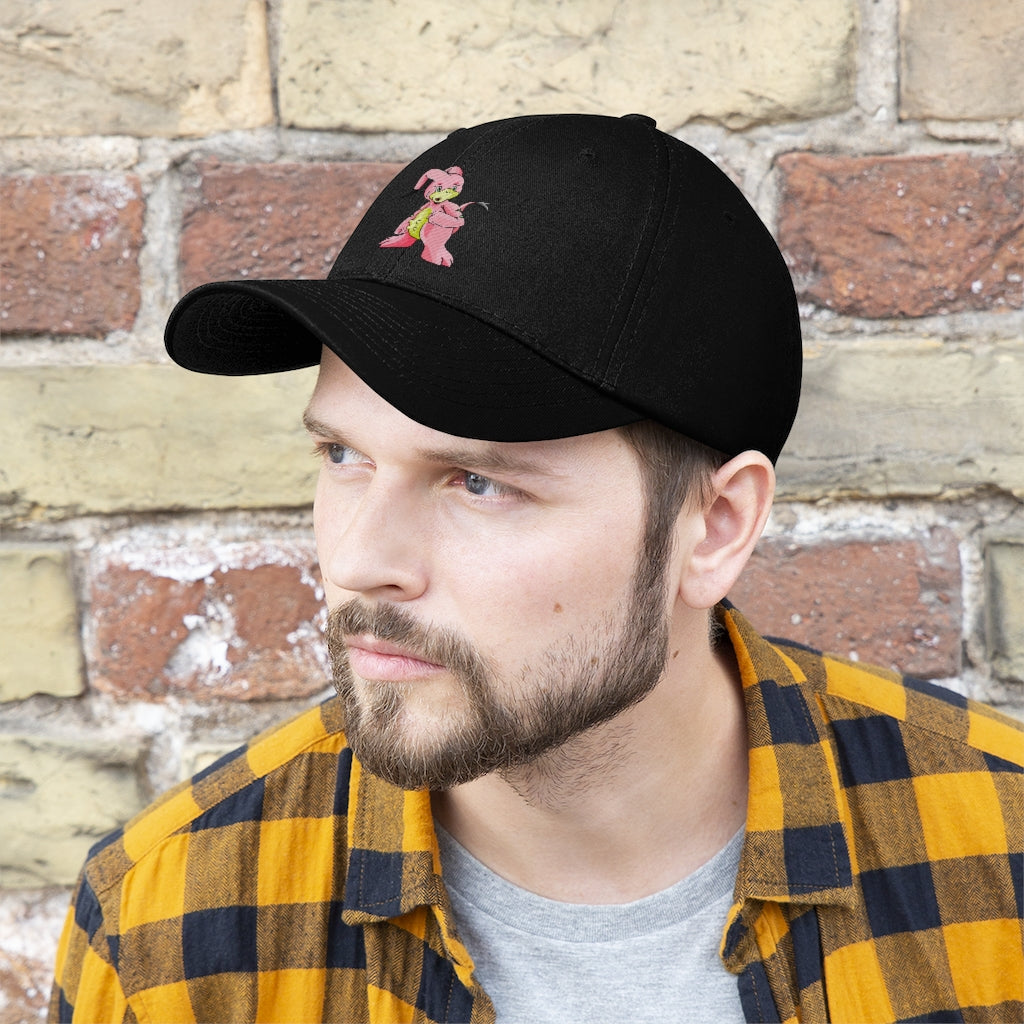 Bebow Unisex Twill Hat in solid color, showcasing its 6-panel design and adjustable Velcro closure, perfect for outdoor activities.