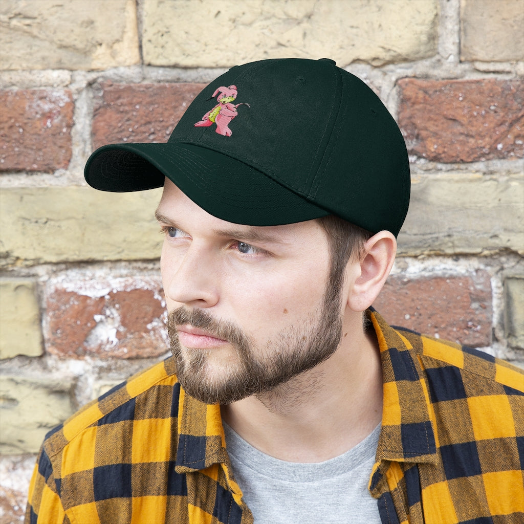 Bebow Unisex Twill Hat in solid color, showcasing its 6-panel design and adjustable Velcro closure, perfect for outdoor activities.