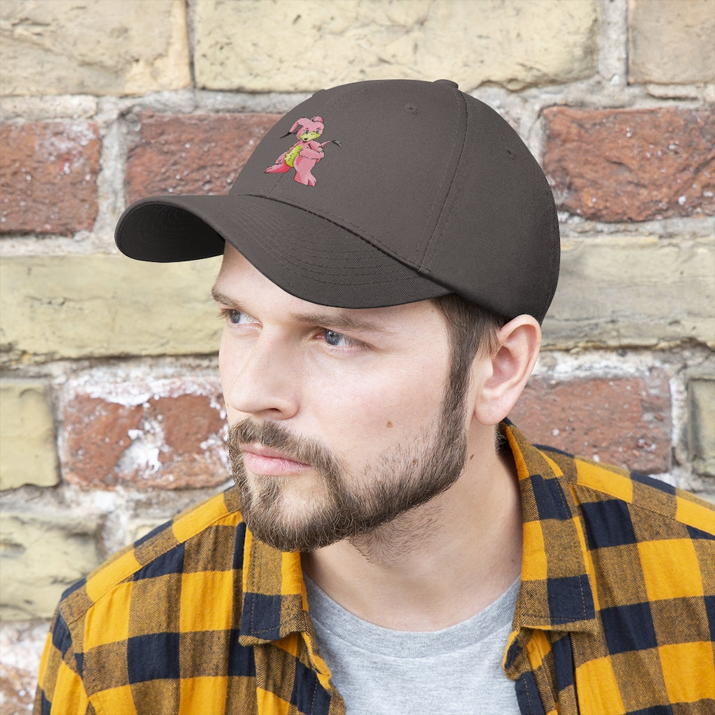 Bebow Unisex Twill Hat in solid color, showcasing its 6-panel design and adjustable Velcro closure, perfect for outdoor activities.