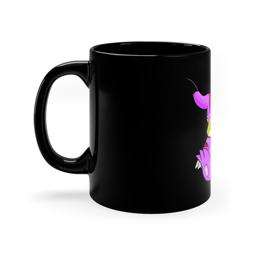 Beboxu 11oz black ceramic mug with a C-handle, ideal for coffee, tea, or hot chocolate, featuring customizable designs.