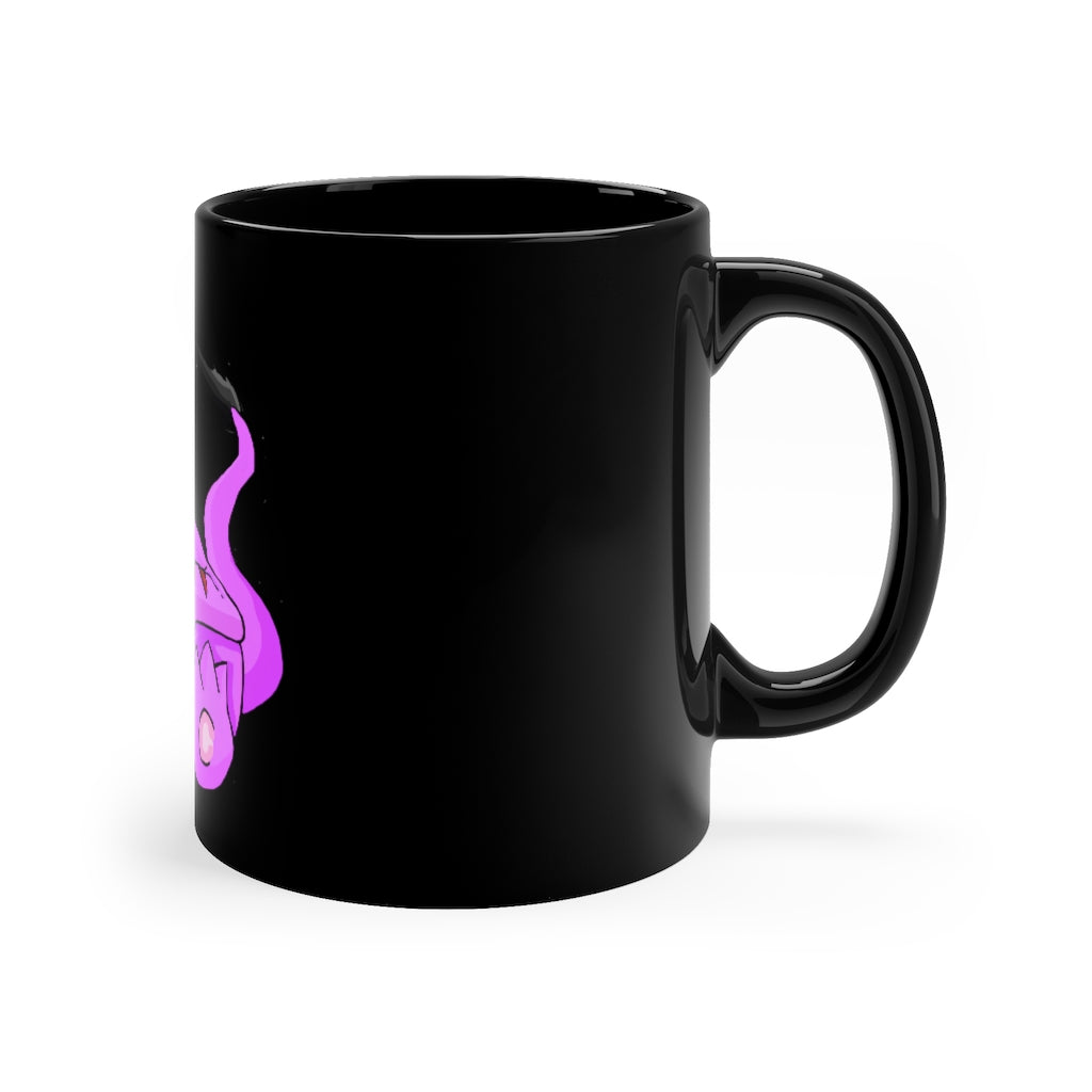 Beboxu 11oz black ceramic mug with a C-handle, ideal for coffee, tea, or hot chocolate, featuring customizable designs.