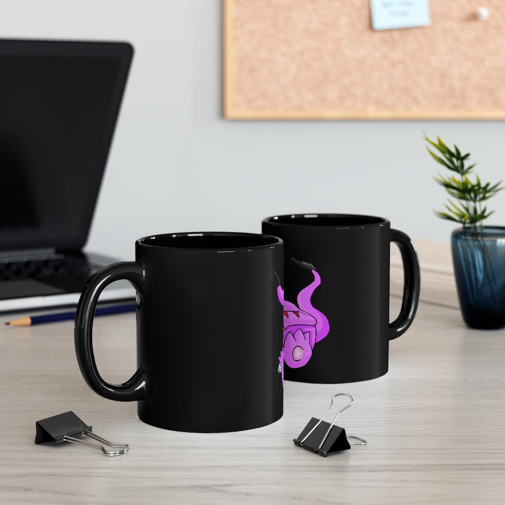 Beboxu 11oz black ceramic mug with a C-handle, ideal for coffee, tea, or hot chocolate, featuring customizable designs.