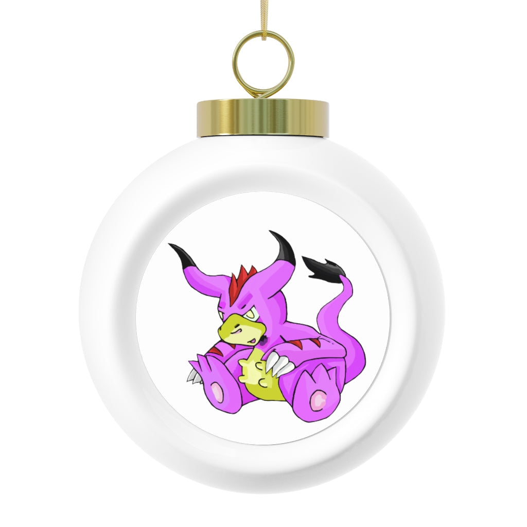 Beboxu Christmas Ball Ornament with glossy finish and gold ribbon, featuring a vintage design and customizable metal insert.