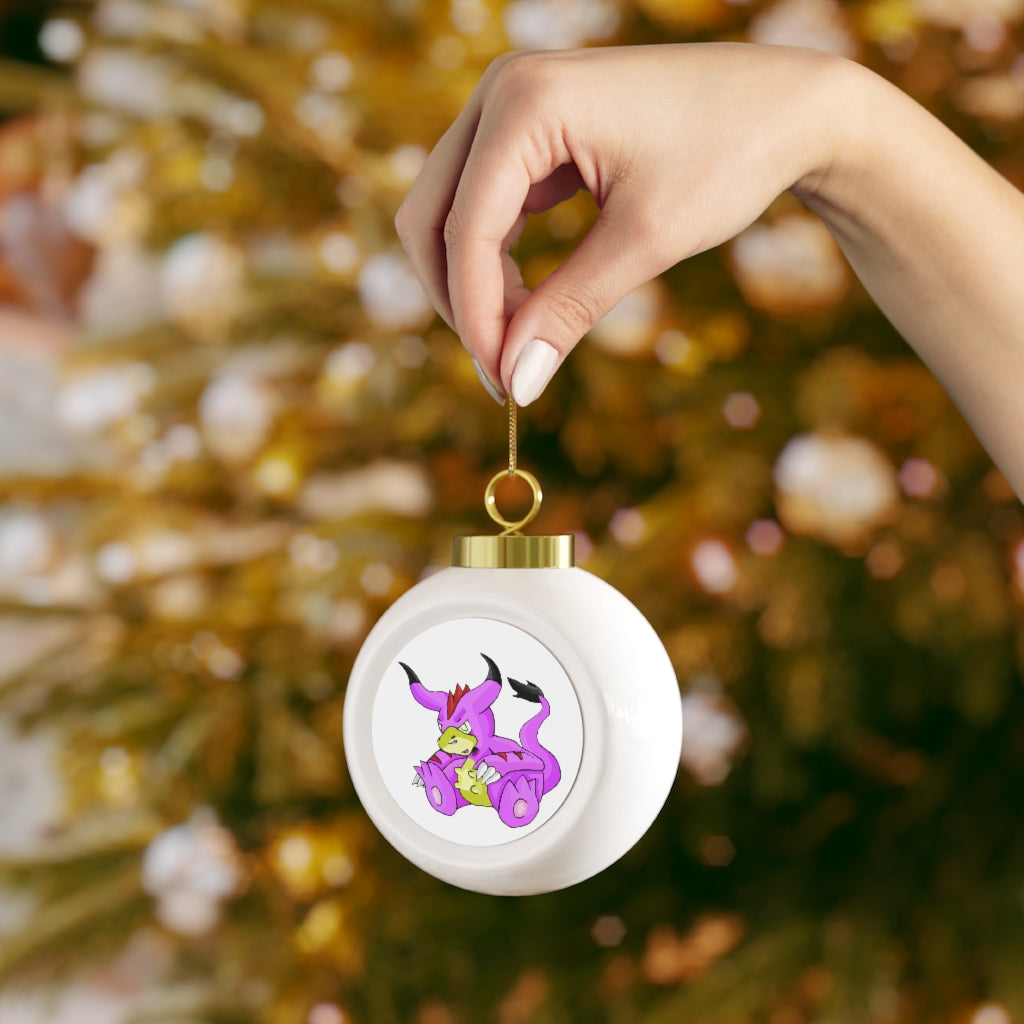 Beboxu Christmas Ball Ornament with glossy finish and gold ribbon, featuring a vintage design and customizable metal insert.