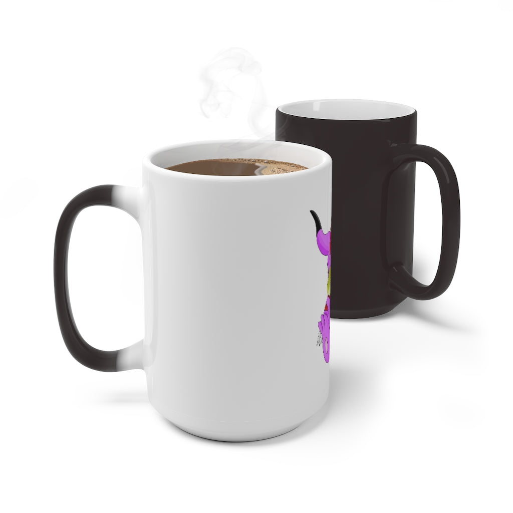 Beboxu Color Changing Mug showcasing its vibrant color transformation when filled with hot liquid.