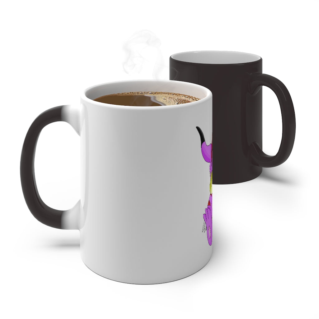 Beboxu Color Changing Mug showcasing its vibrant color transformation when filled with hot liquid.