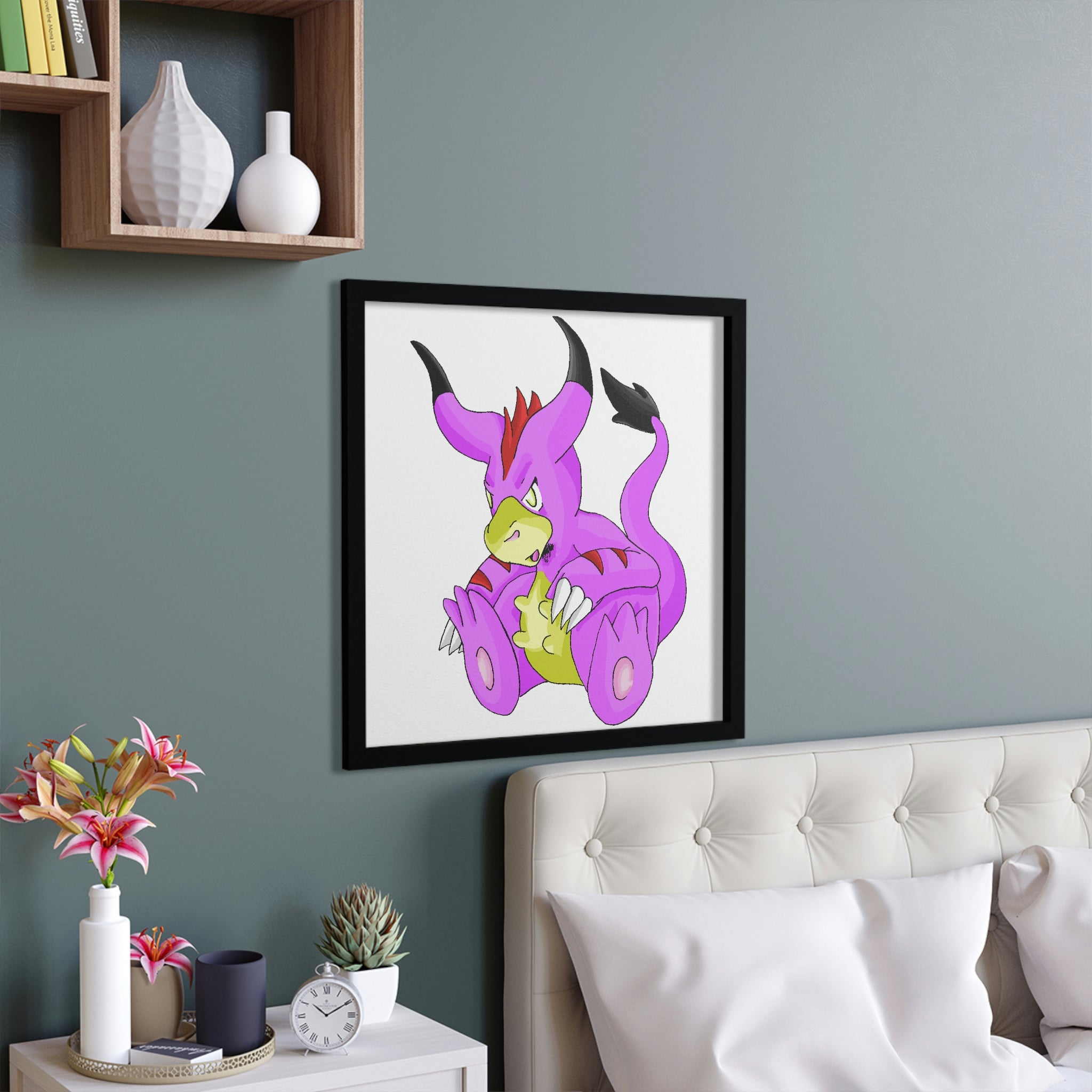 Beboxu Framed Poster featuring a hand-crafted wooden frame and vibrant custom design, perfect for home decor.