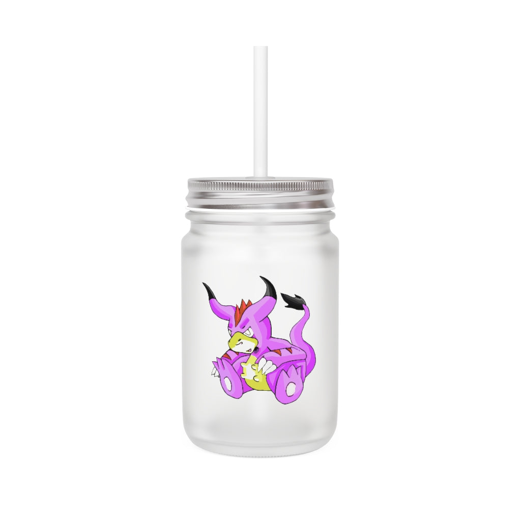 Beboxu Mason Jar with straw and lid, showcasing a frosted glass design, perfect for personalized drinks.